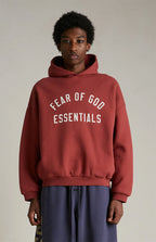 Essentials Fear Of God Fleece Hoodie Crimson