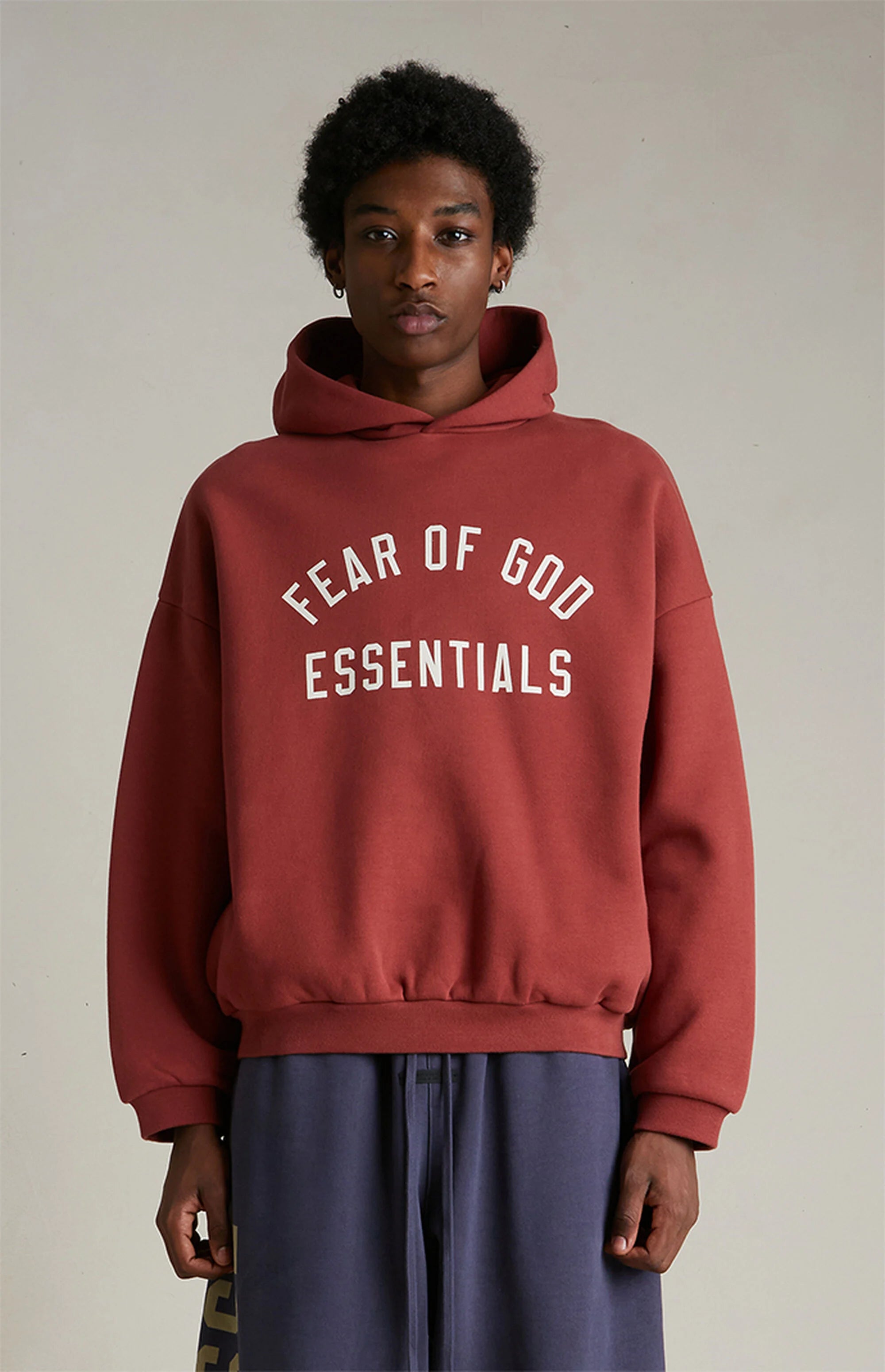 Essentials Fear Of God Fleece Hoodie Crimson