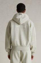Essentials Fear Of God Heather Stone Zip-Up Hoodie