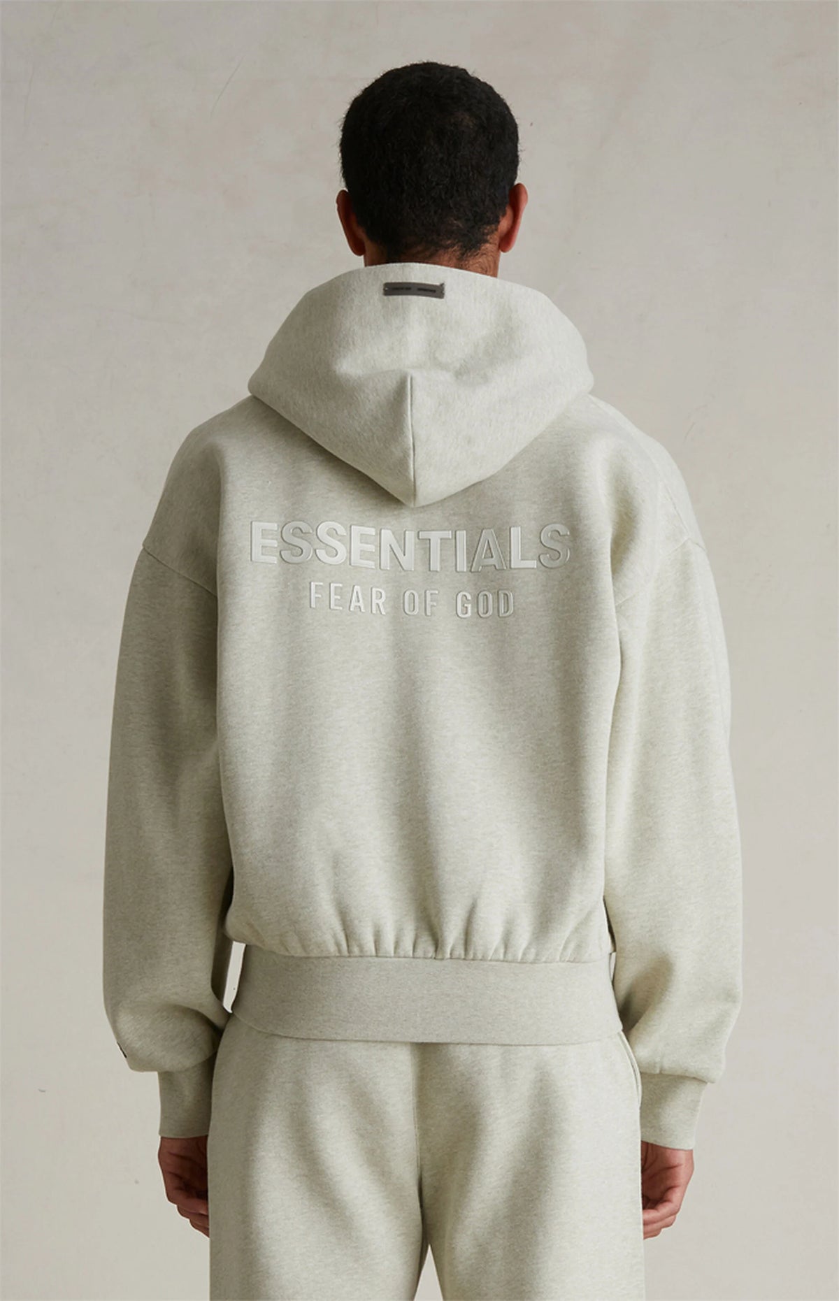 Essentials Fear Of God Heather Stone Zip-Up Hoodie