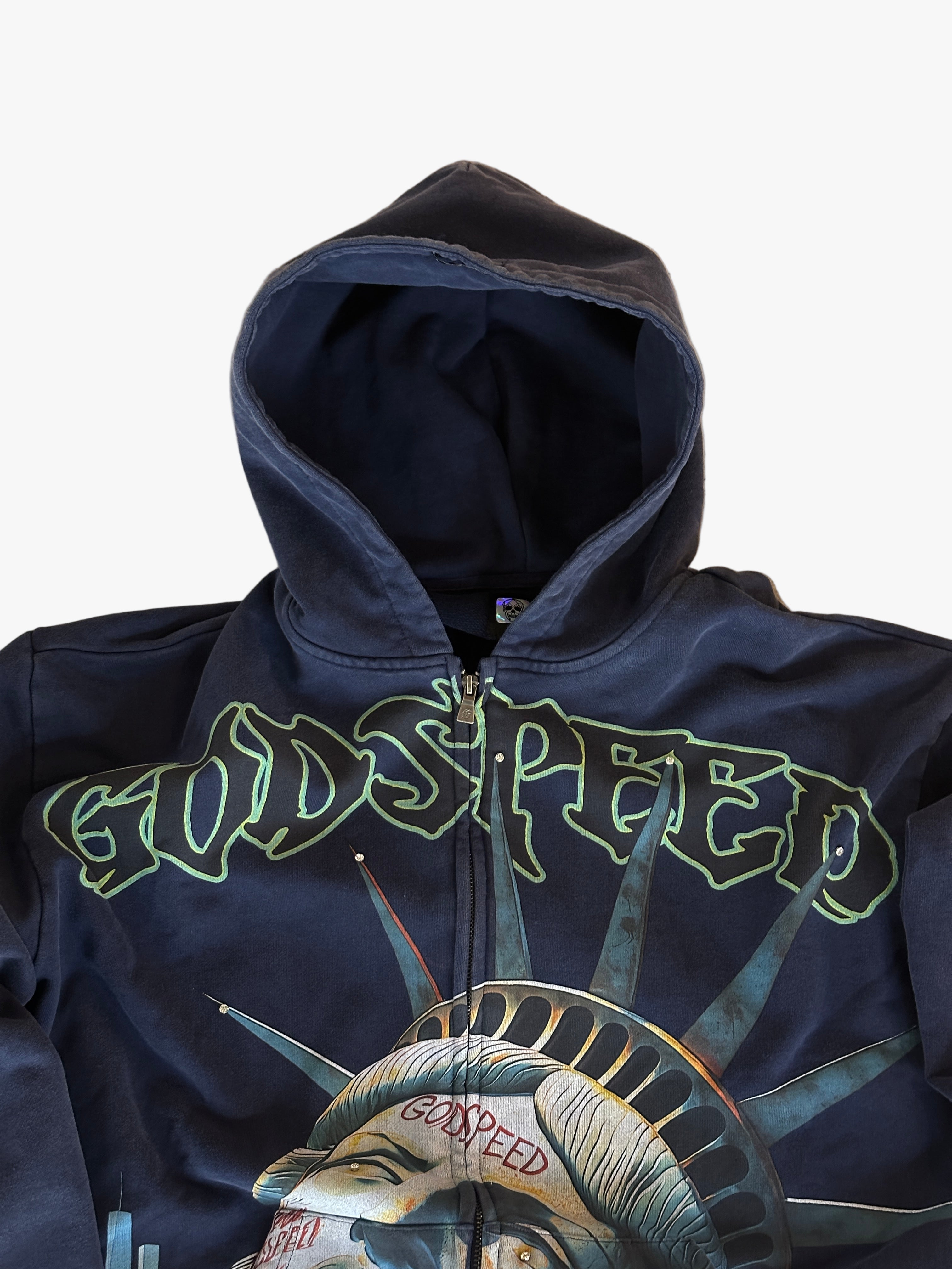 Godspeed Sunken Liberty Zip Up Hoodie Washed Grey