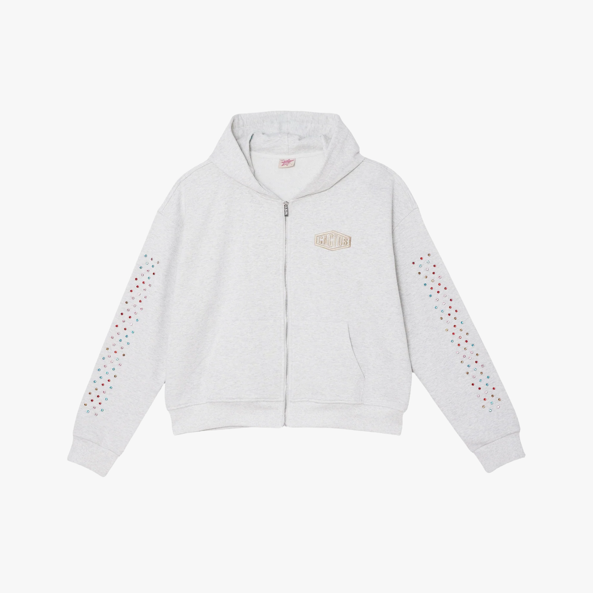 AZVA Crystal Cactus Zip Grey Hoodie