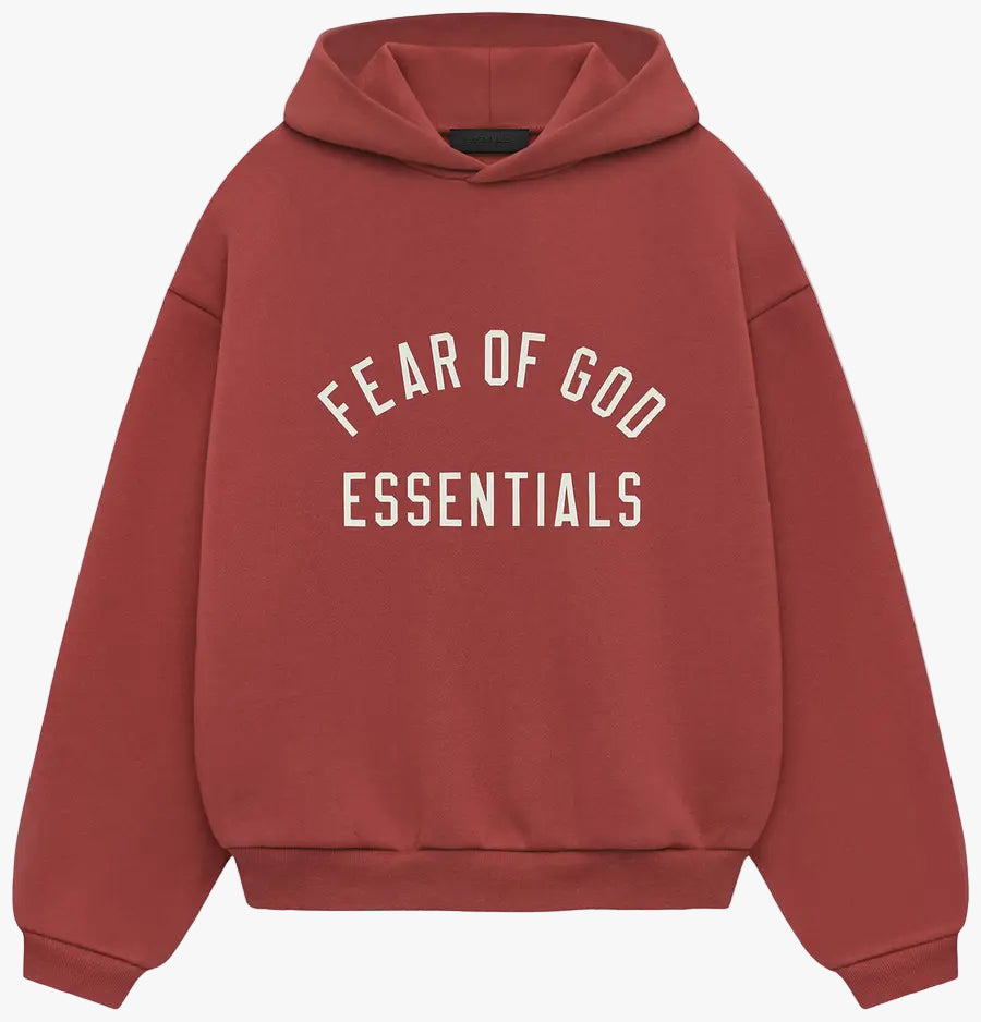 Essentials Fear Of God Fleece Hoodie Crimson