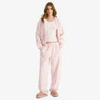 SKIMS Cotton Fleece ZIp Up Barely Pink