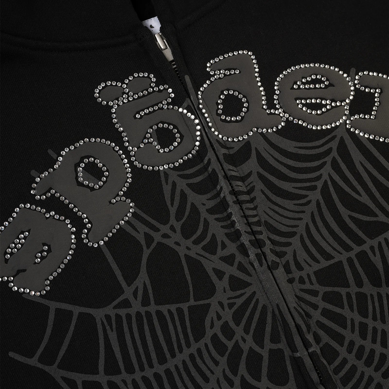 Sp5der OG WEB V2 RHINESTONE ZIP UP Black