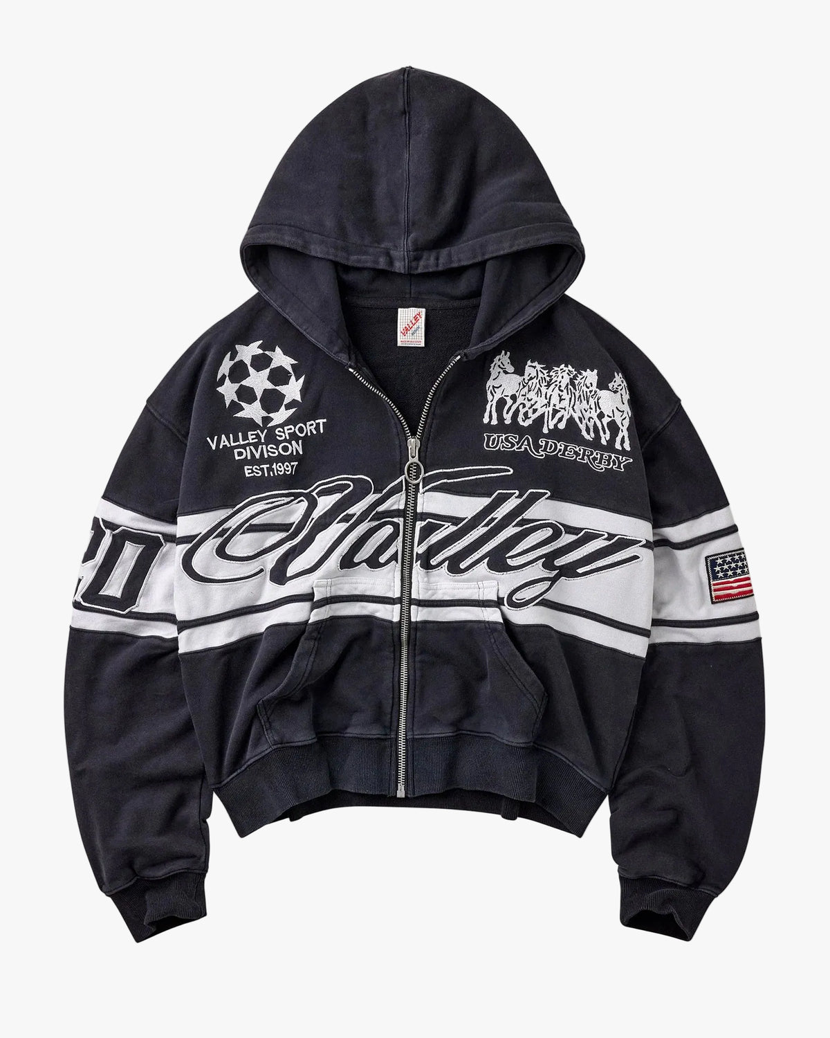 Vale Forever Black Cursive Zip Up Hoodie