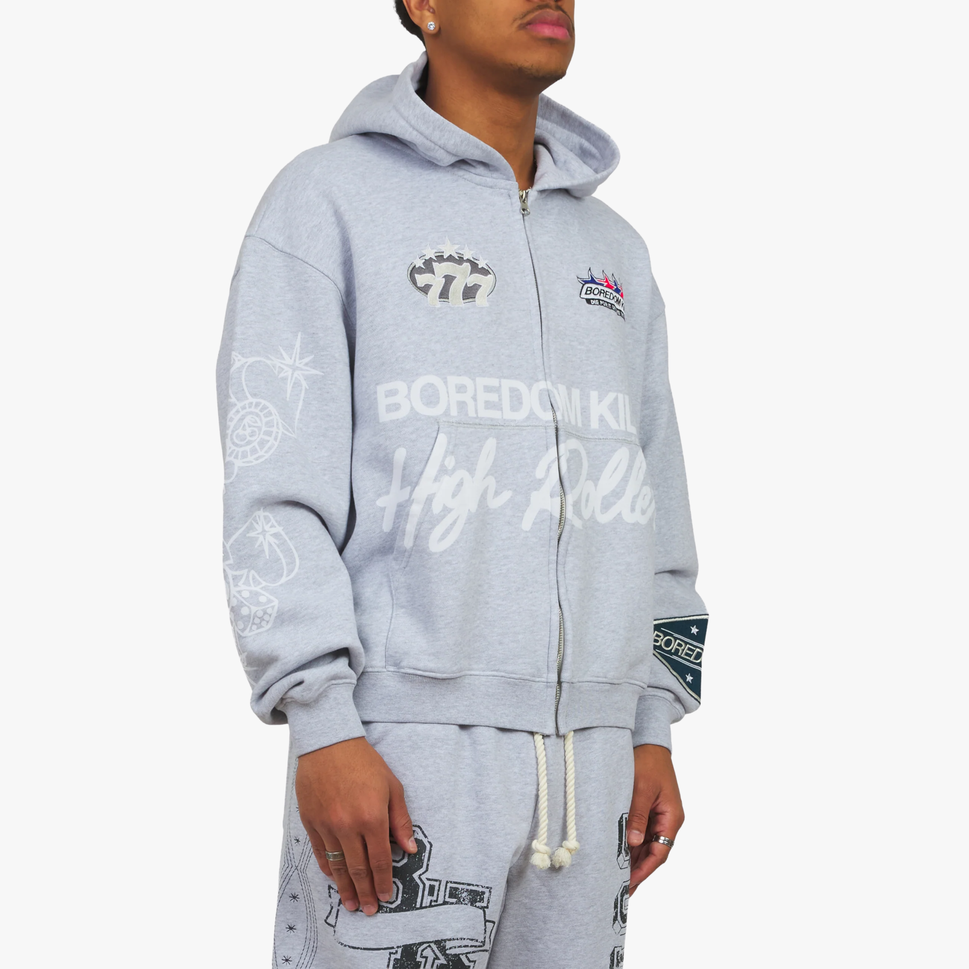 Boredom Kills Highroller Hoodie Grey