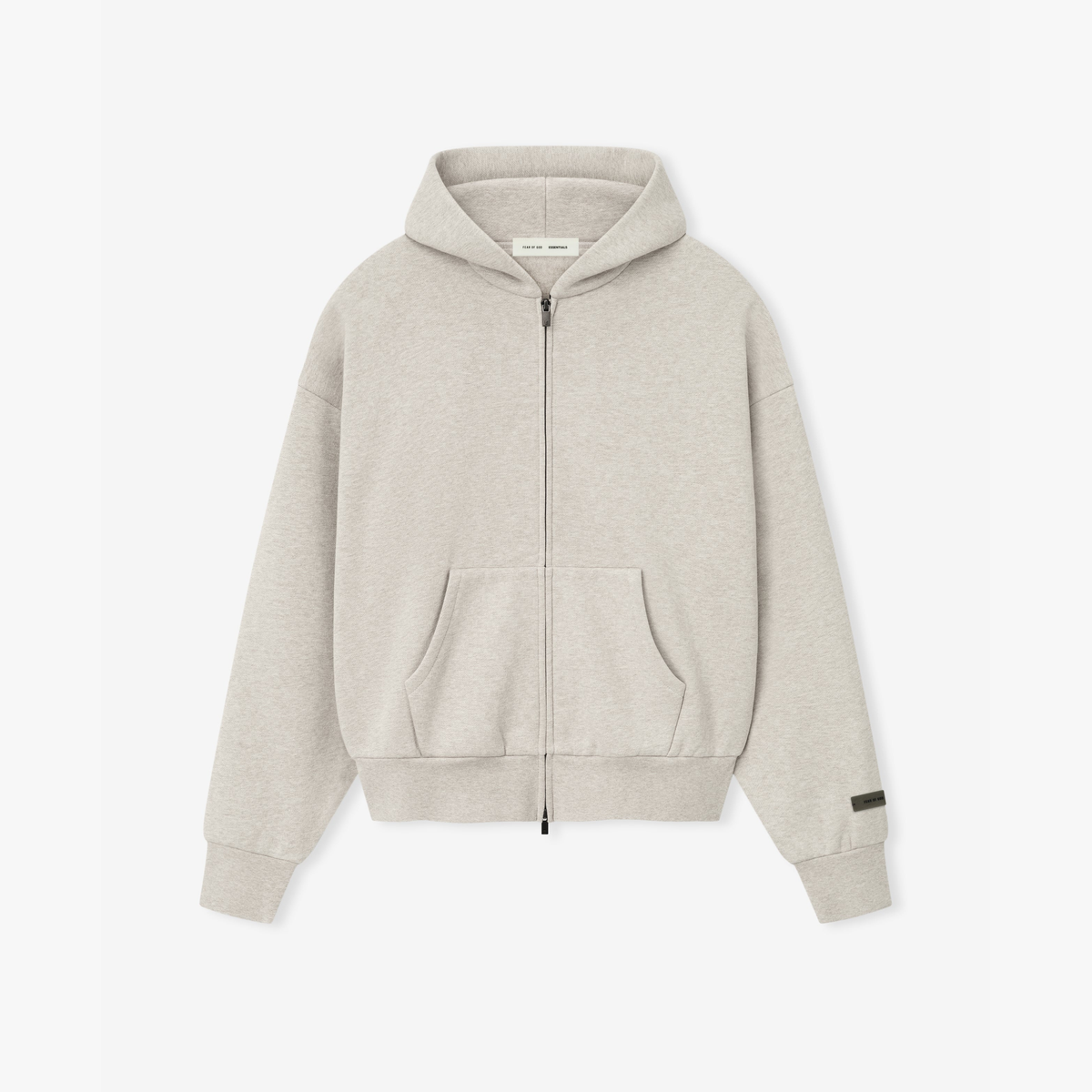 Essentials Fear Of God Heather Stone Zip-Up Hoodie
