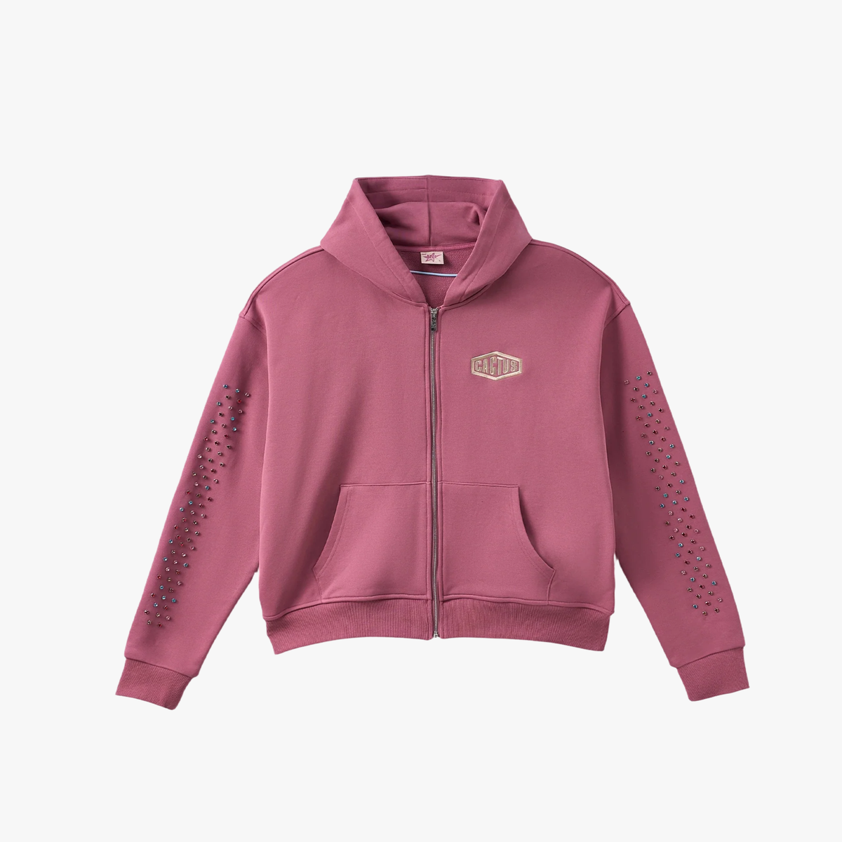 Azva Crystal Cactus Zip Hoodie Raspberry