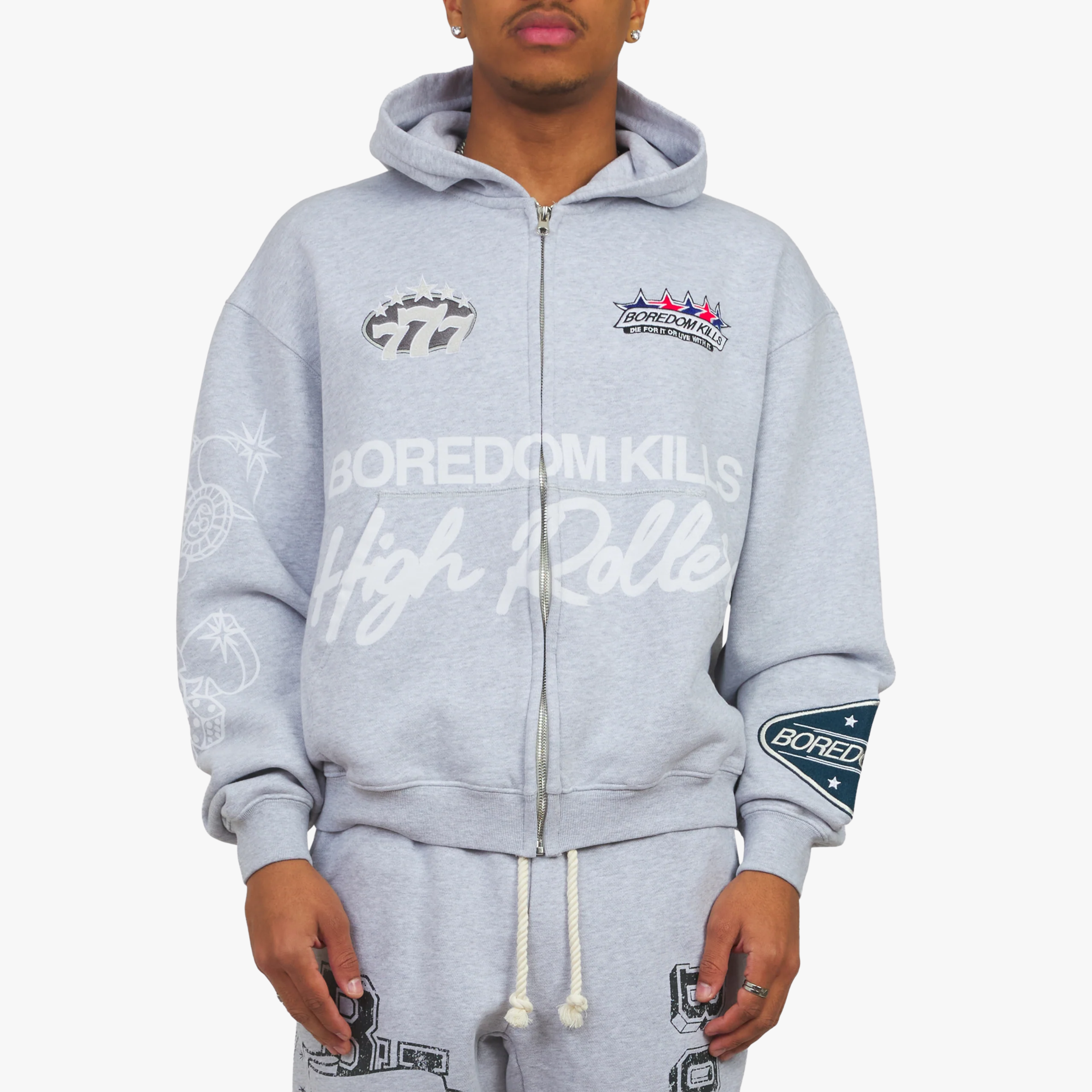Boredom Kills Highroller Hoodie Grey