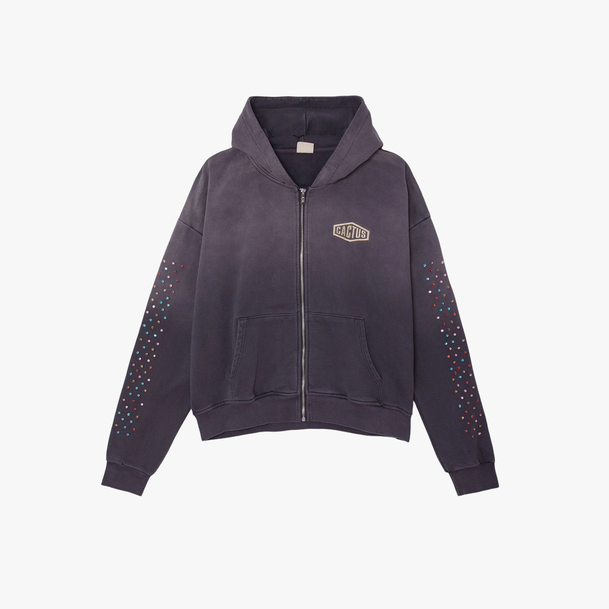 AZVA Crystal Cactus Zip hoodie Vintage Black