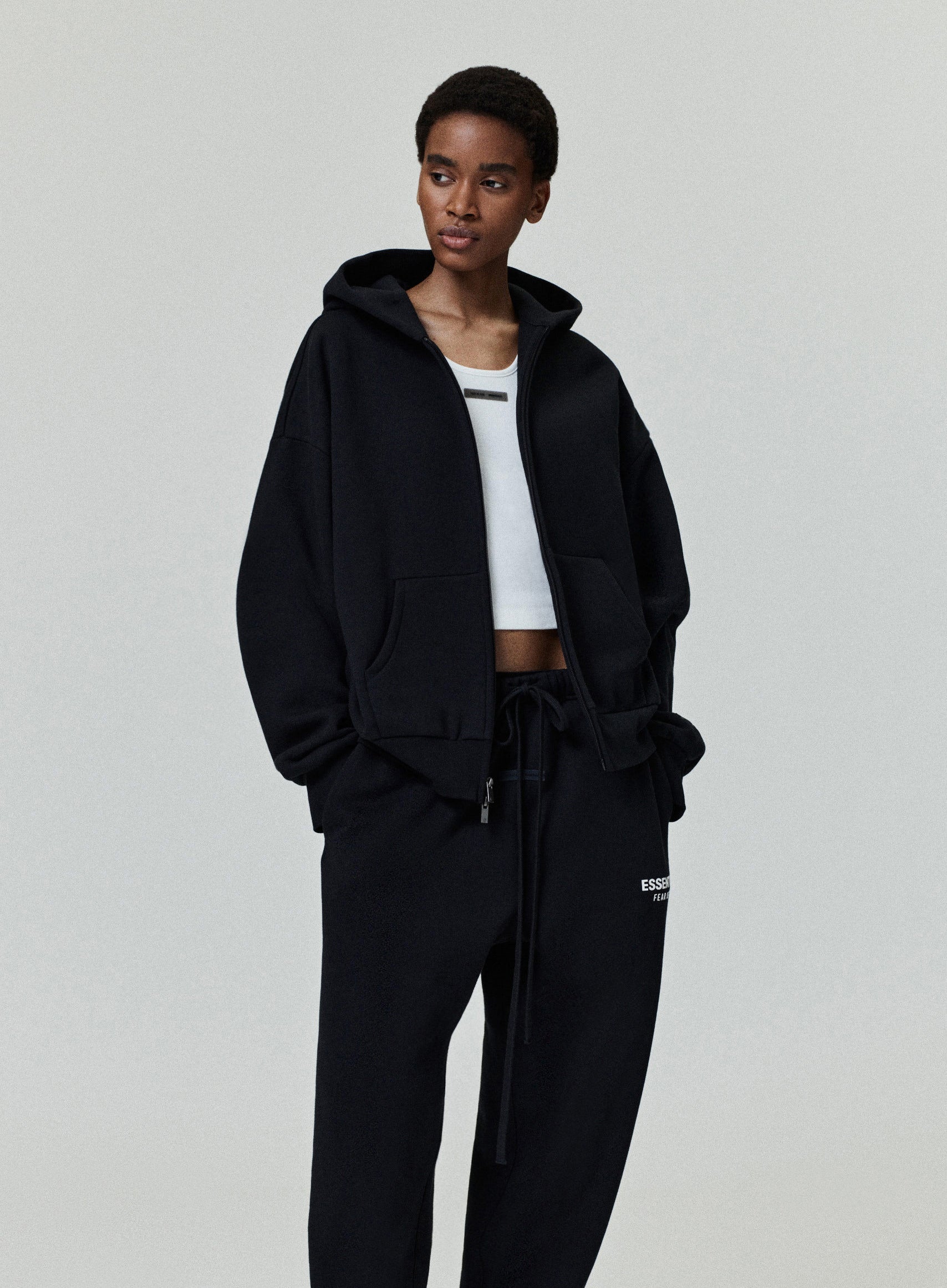 Essentials Fear Of God Black Zip Up