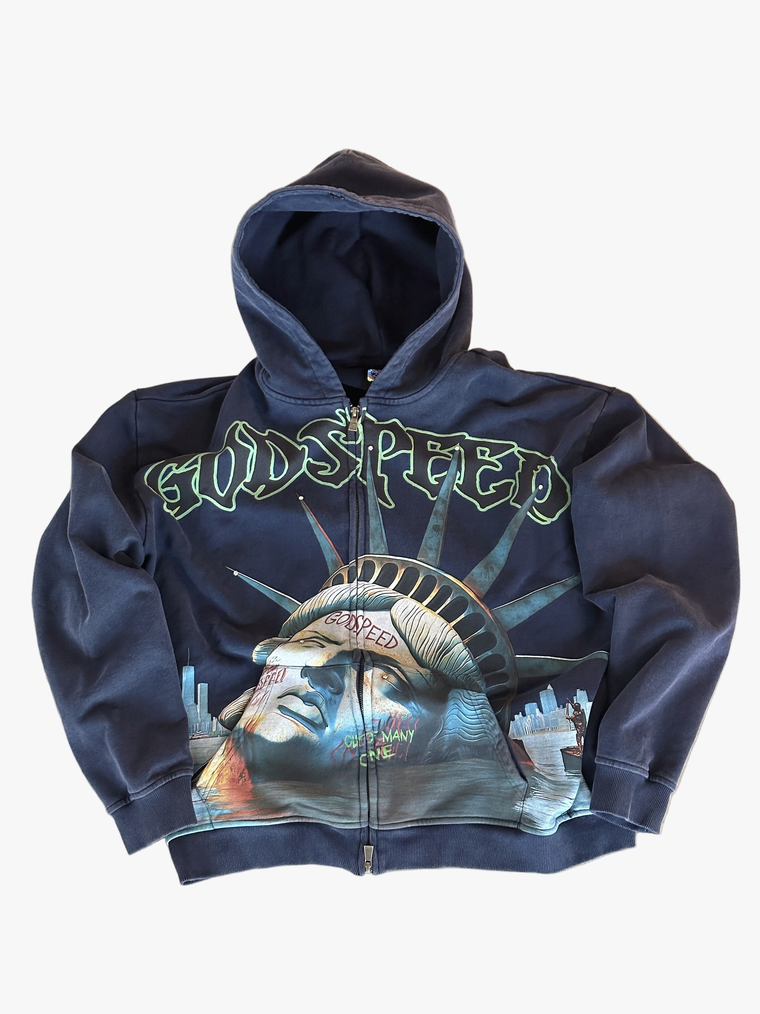 Godspeed Sunken Liberty Zip Up Hoodie Washed Grey