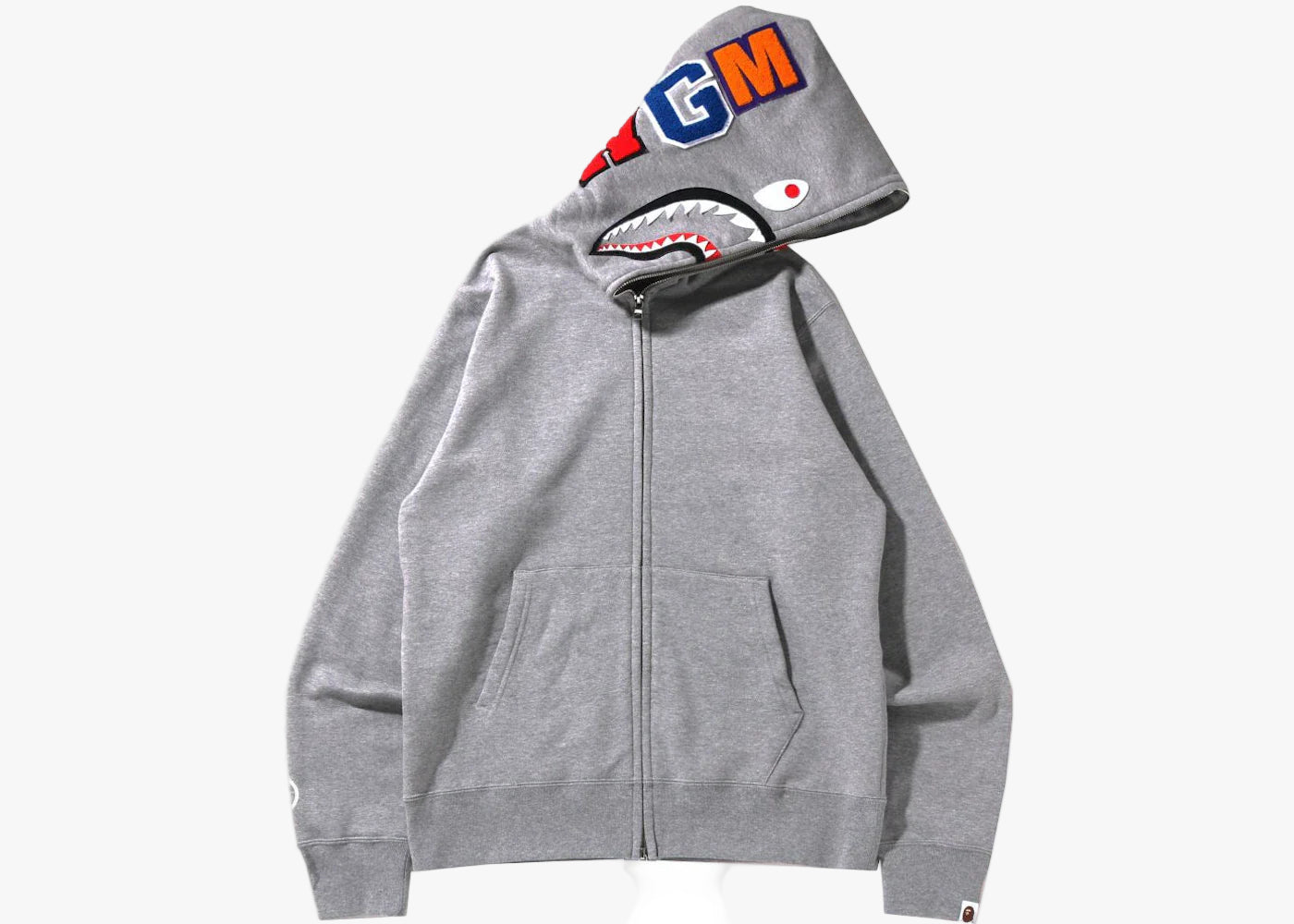 Bape Shark Full Zip Up Hoodie Grey