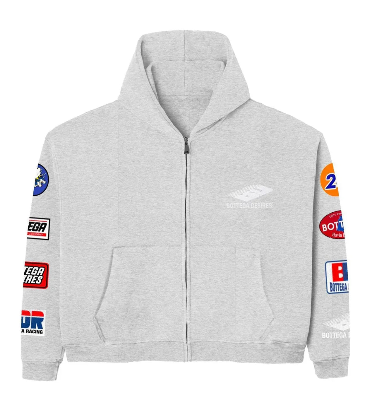 Bottega Desires Patches Gray Hoodie