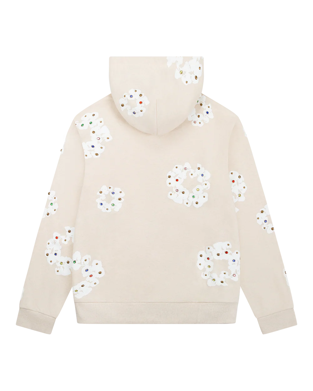 Denim Tears Rhinestone Cotton Wreath Zip Hoodie Oatmeal