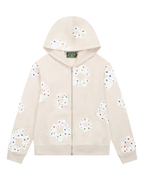 Denim Tears Rhinestone Cotton Wreath Zip Hoodie Oatmeal