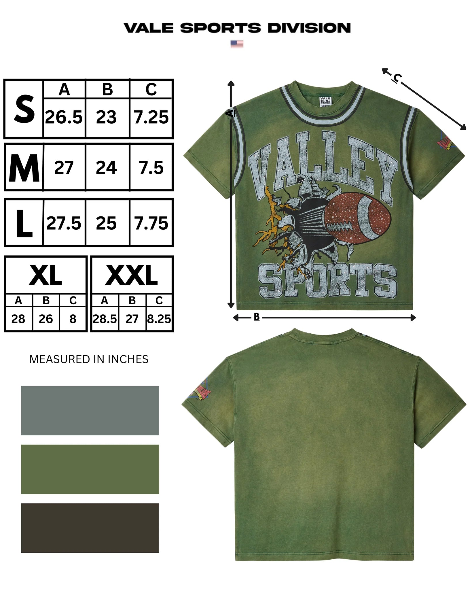 VALE FOREVER Classic Green Bling Tee