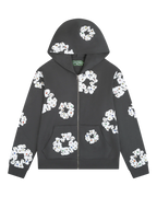 Denim Tears Rhinestone Cotton Wreath Zip Hoodie Vintage Black