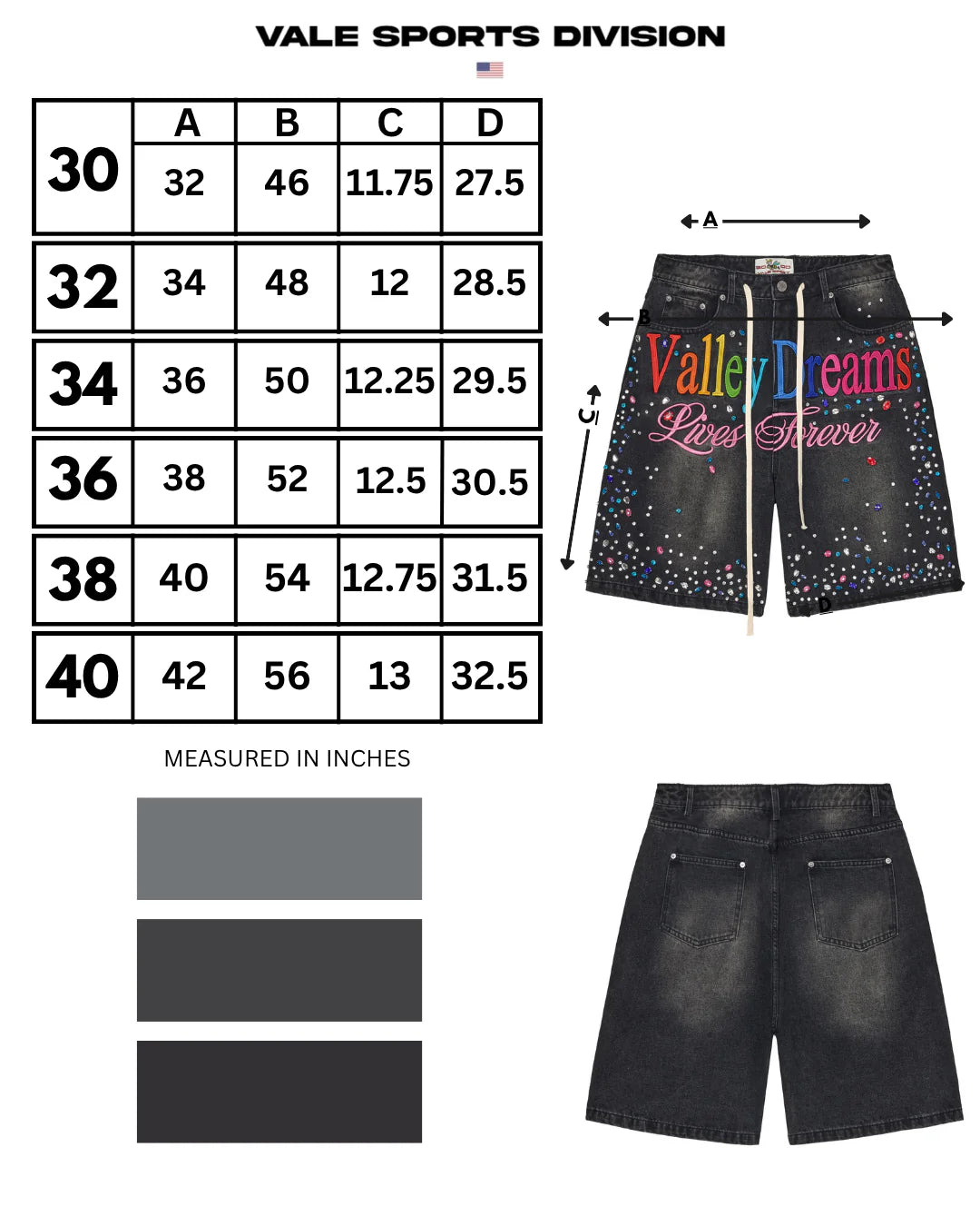 VALE FOREVER ICE CREAM JORTS Black