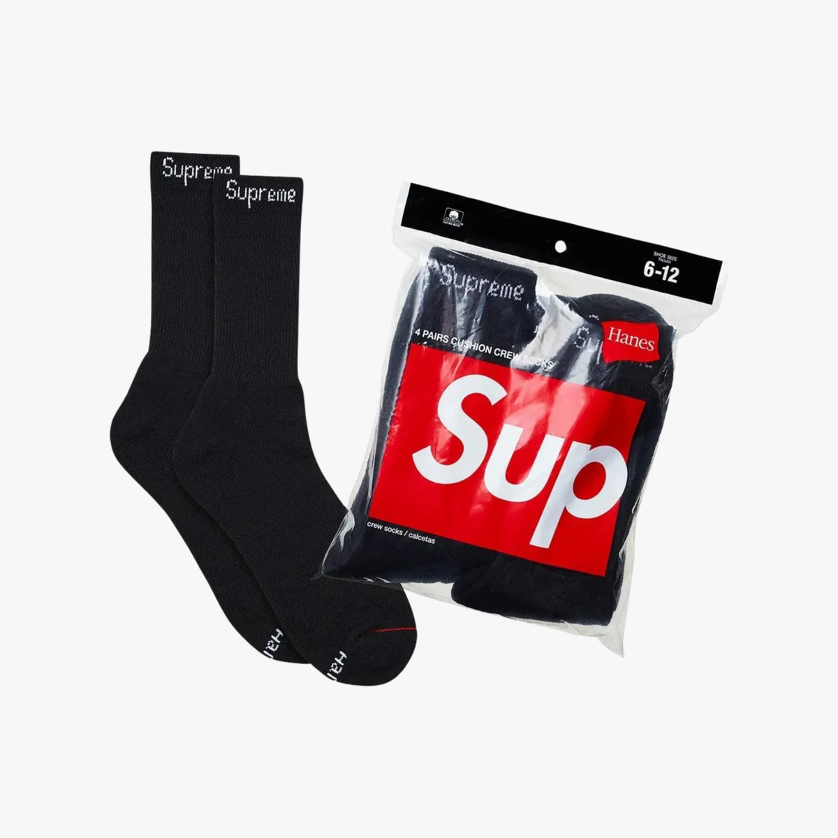 Supreme x Hanes Crew Socks White (4 Pack)
