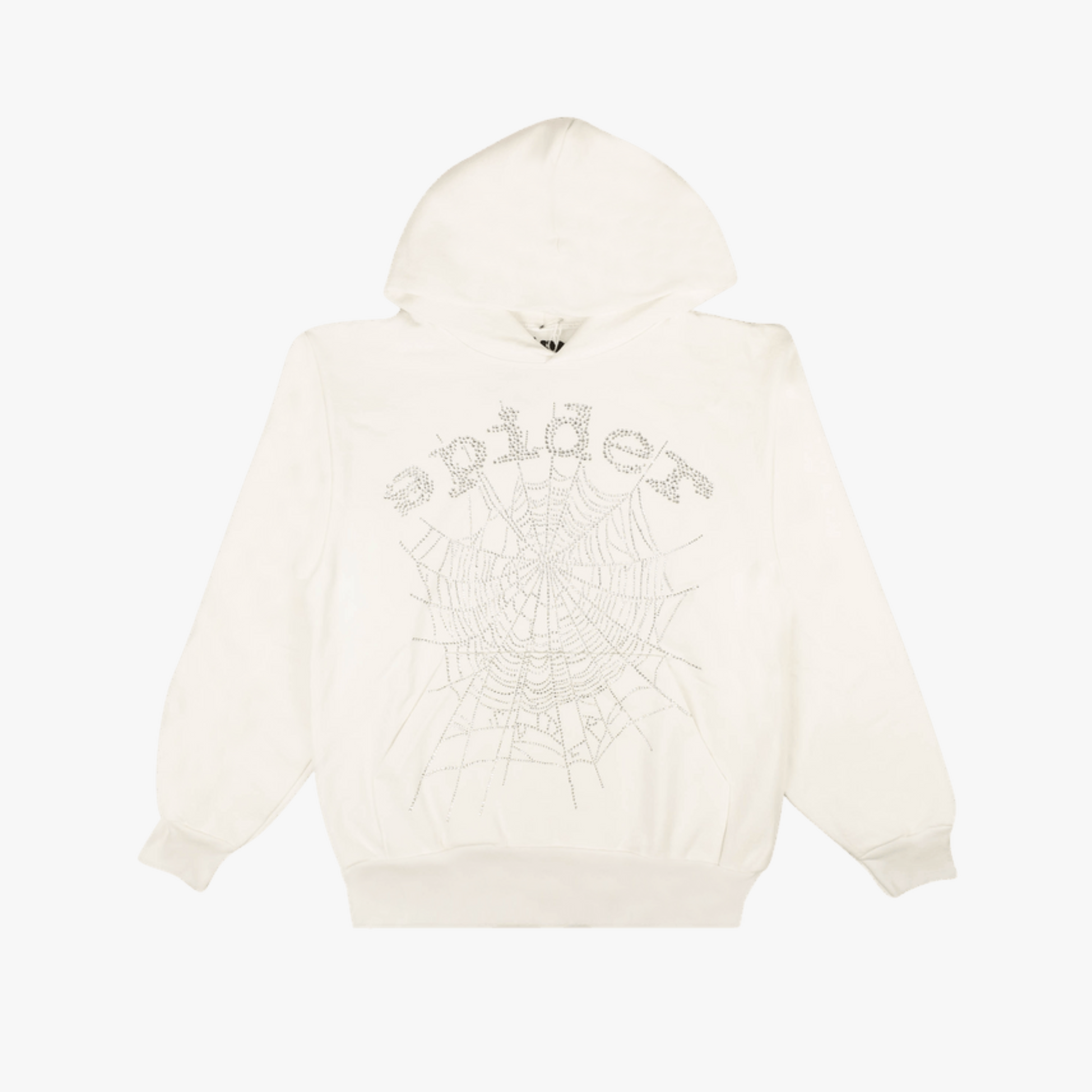 Sp5der OG Rhinestone White Hoodie