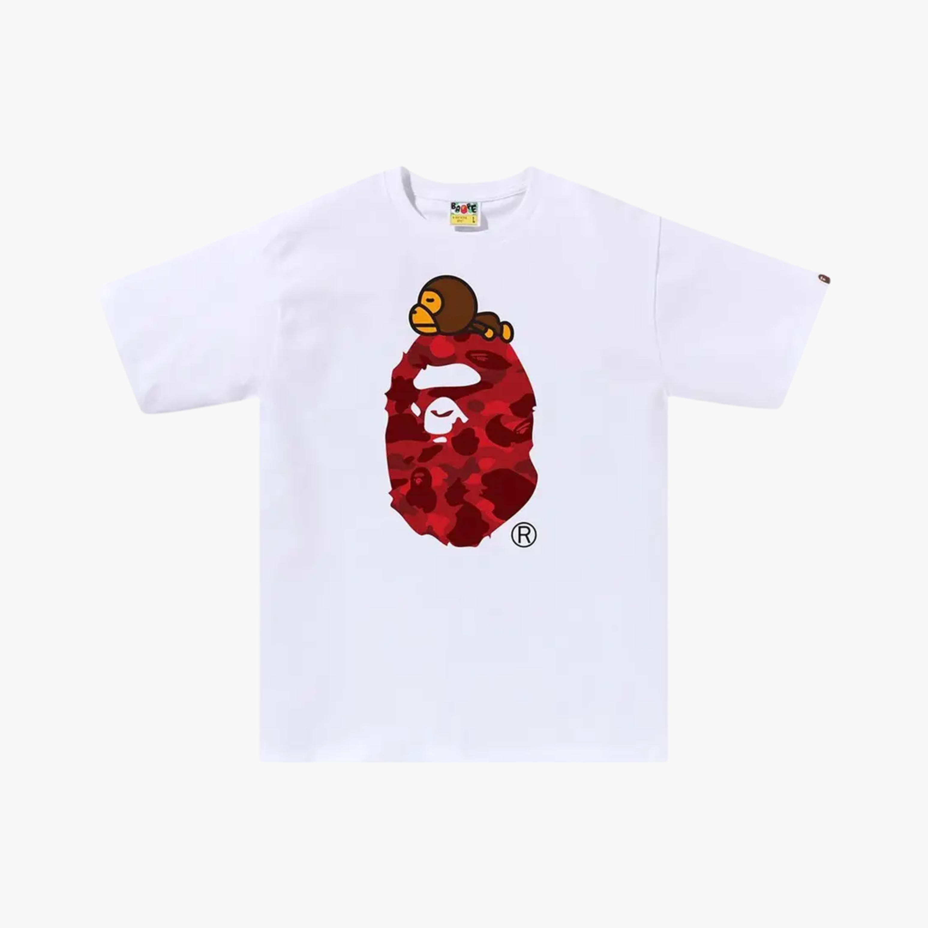 Bape Tee Color Camo Milo On Big Ape White/Red