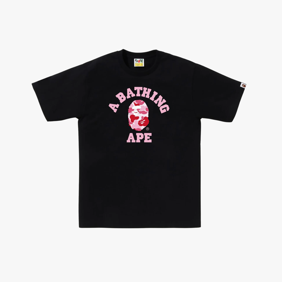 Bape Abc Camo College Tee Black/Pink Letters