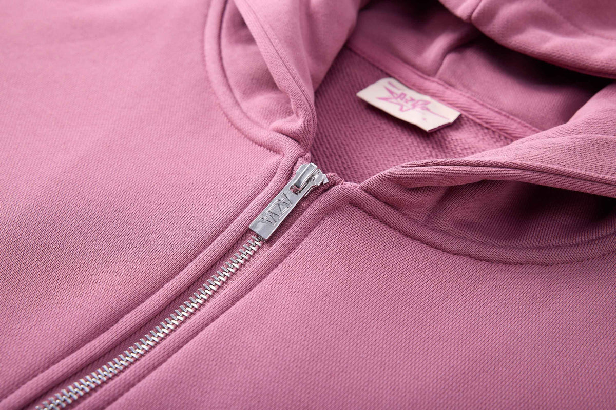 Azva Crystal Cactus Zip Hoodie Raspberry