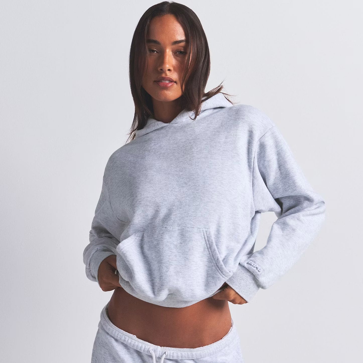 SKIMS Cotton Fleece Hoodie Light Heather Grey