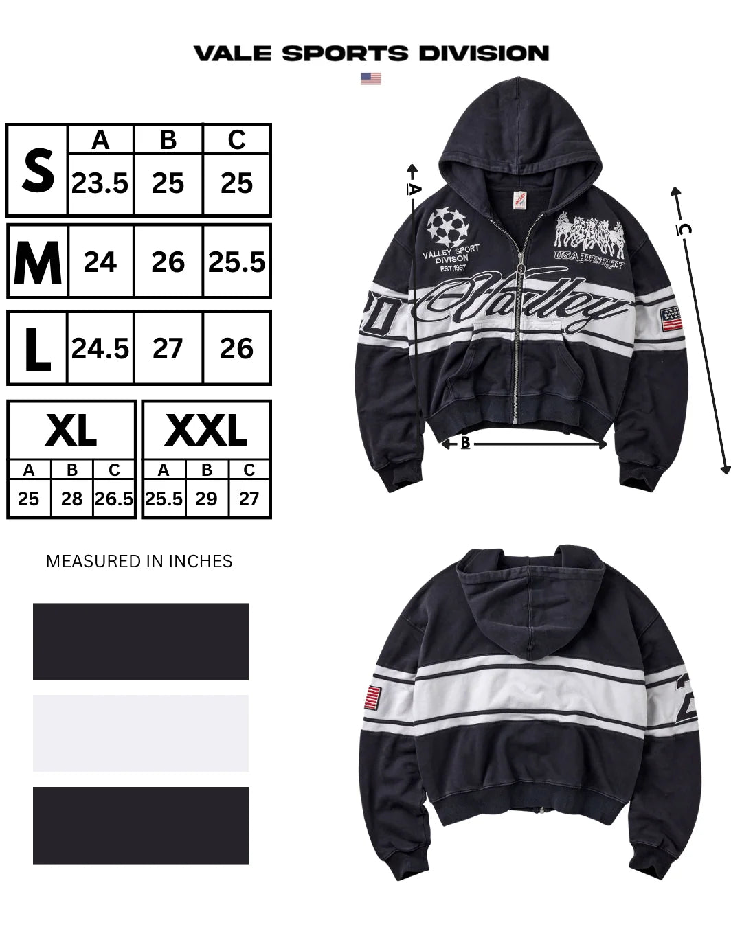 Vale Forever Black Cursive Zip Up Hoodie