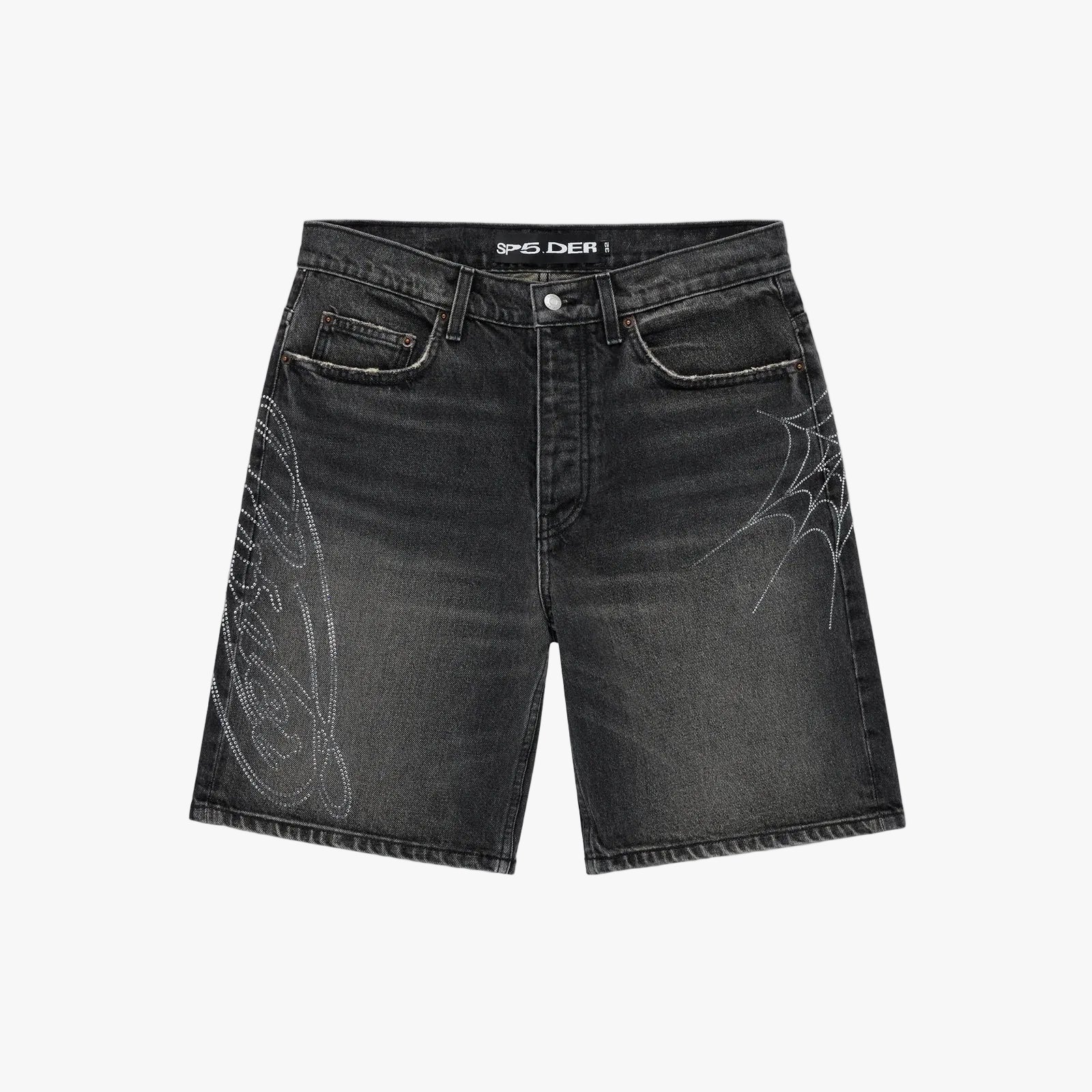 Sp5der SCRIPT WEB DENIM SHORT Black
