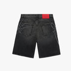 Sp5der SCRIPT WEB DENIM SHORT Black