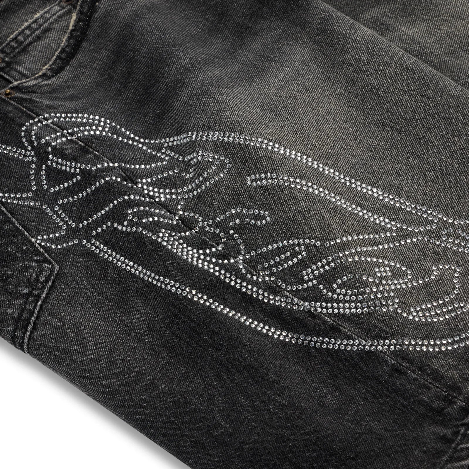 Sp5der SCRIPT WEB DENIM SHORT Black