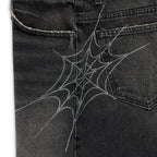 Sp5der SCRIPT WEB DENIM SHORT Black