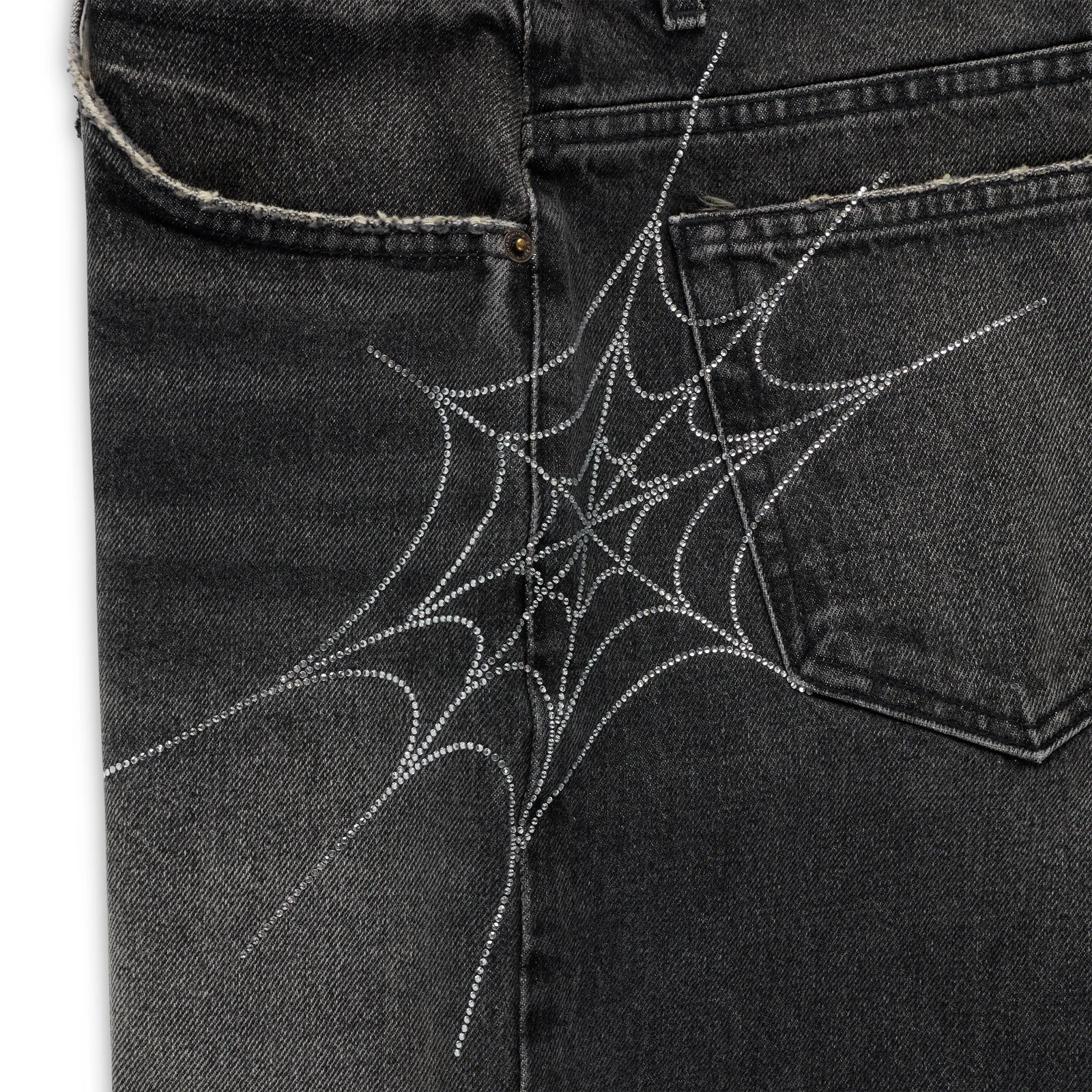 Sp5der SCRIPT WEB DENIM SHORT Black