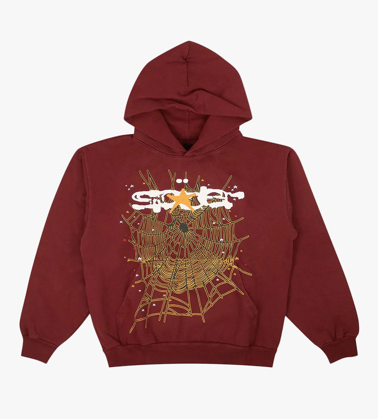 Sp5der Logo Maroon Hoodie