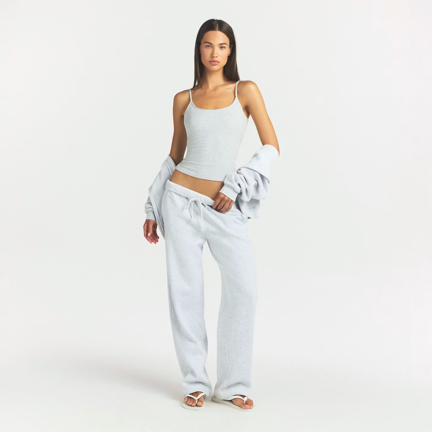 SKIMS Cotton Fleece Classic Straight Leg Pant Light Heather Grey