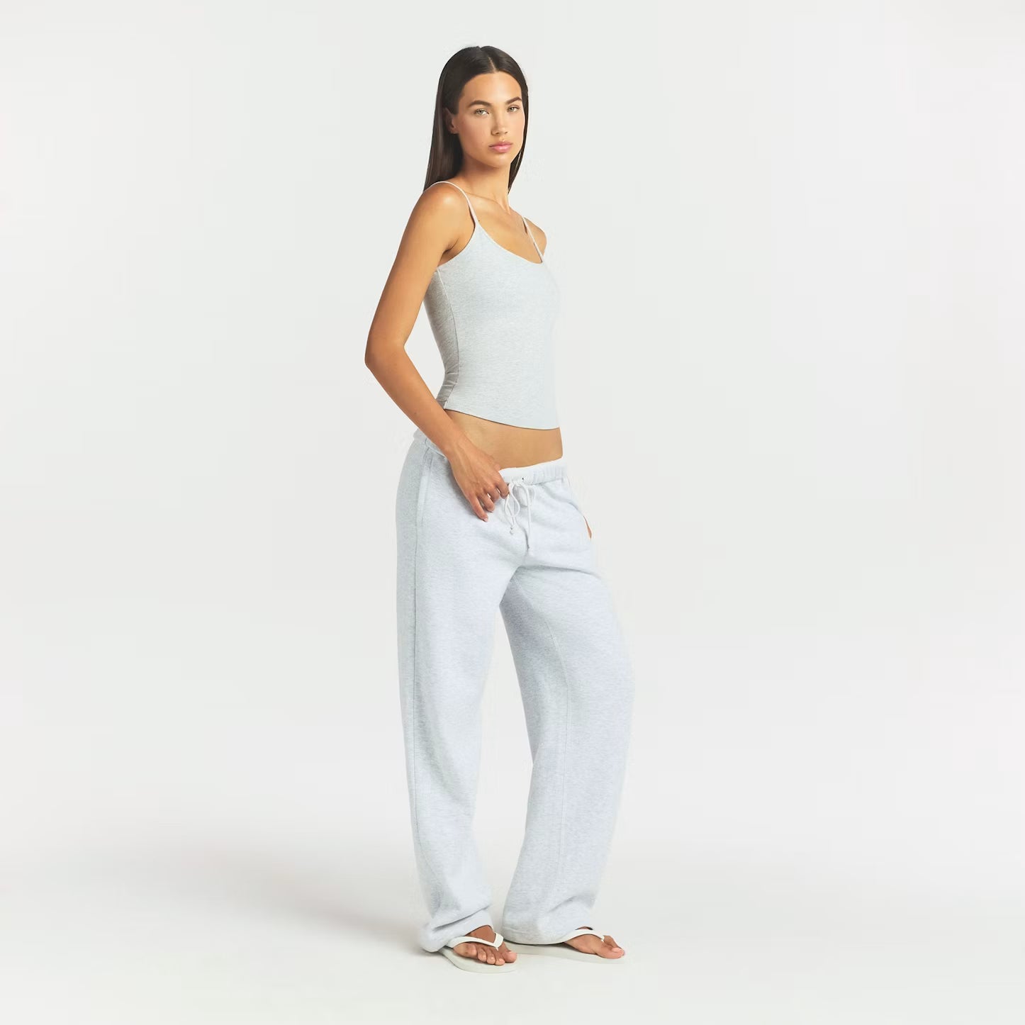 SKIMS Cotton Fleece Classic Straight Leg Pant Light Heather Grey