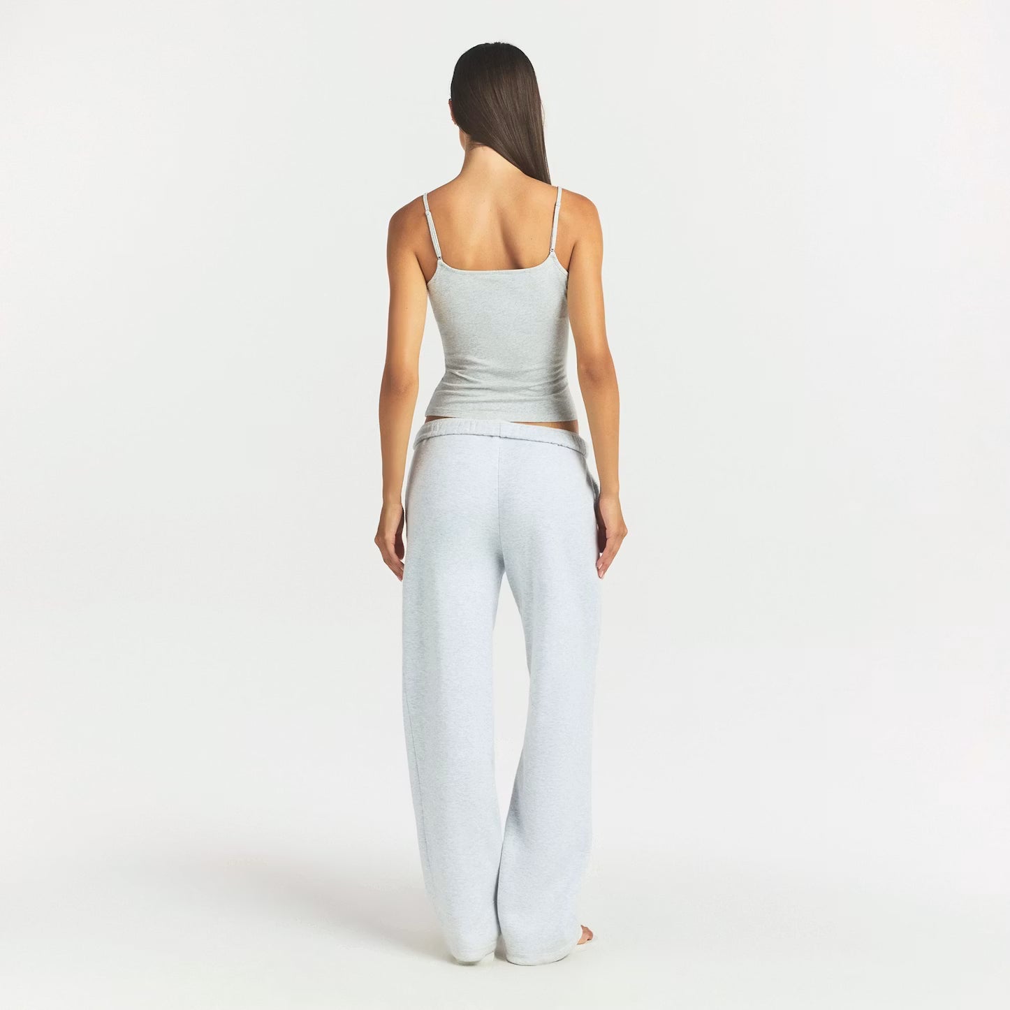 SKIMS Cotton Fleece Classic Straight Leg Pant Light Heather Grey
