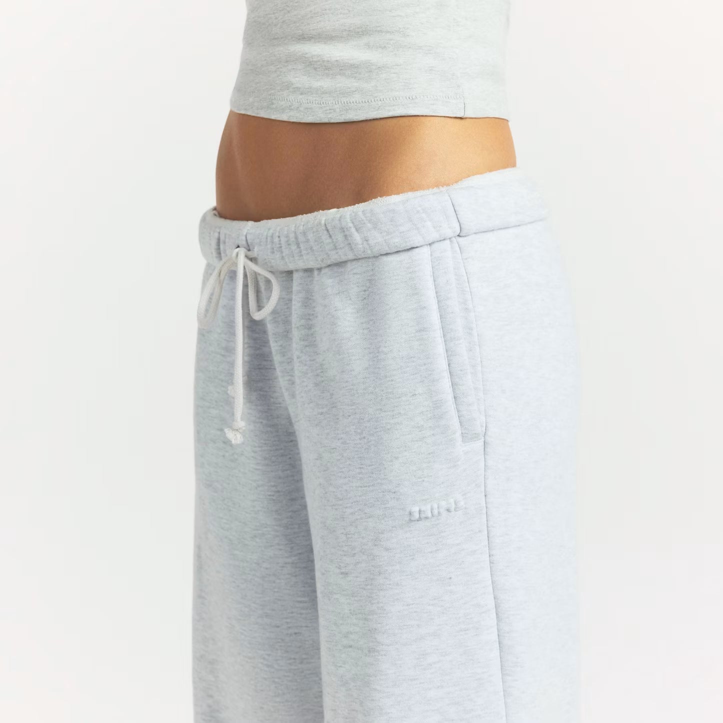 SKIMS Cotton Fleece Classic Straight Leg Pant Light Heather Grey