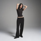 SKIMS Cotton Fleece Classic Straight Leg Pant Black