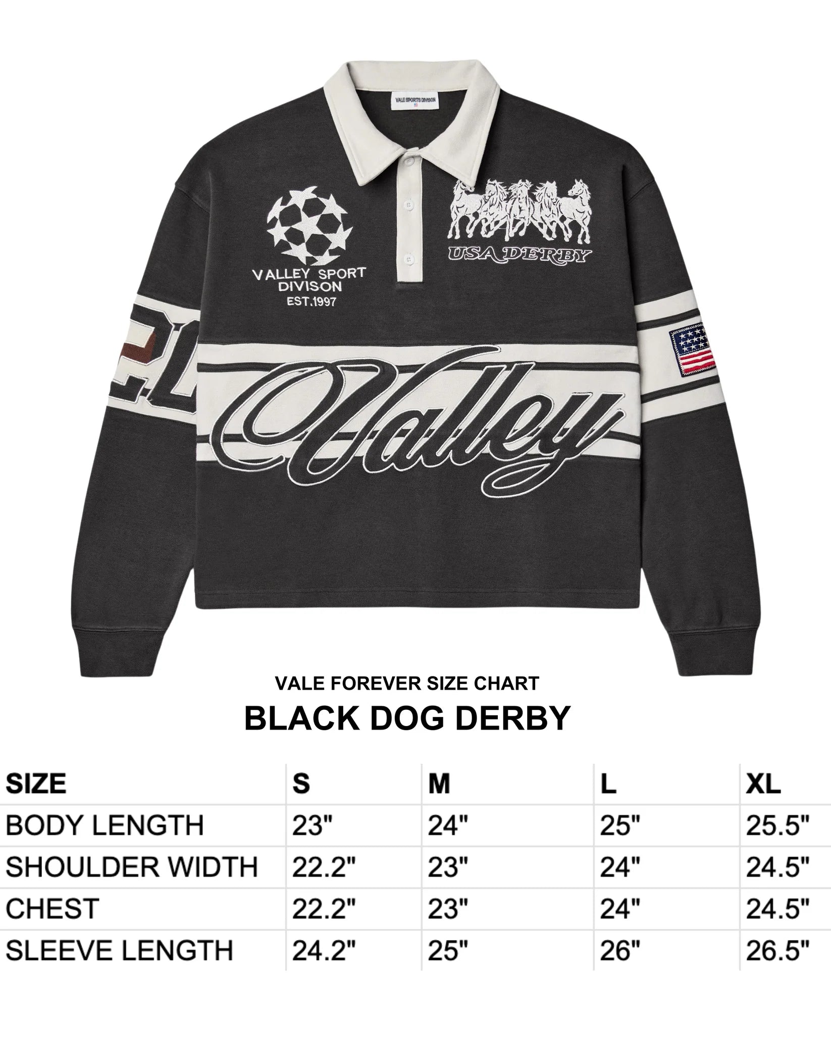 Vale Forever Black Derby Long Sleeve Polo