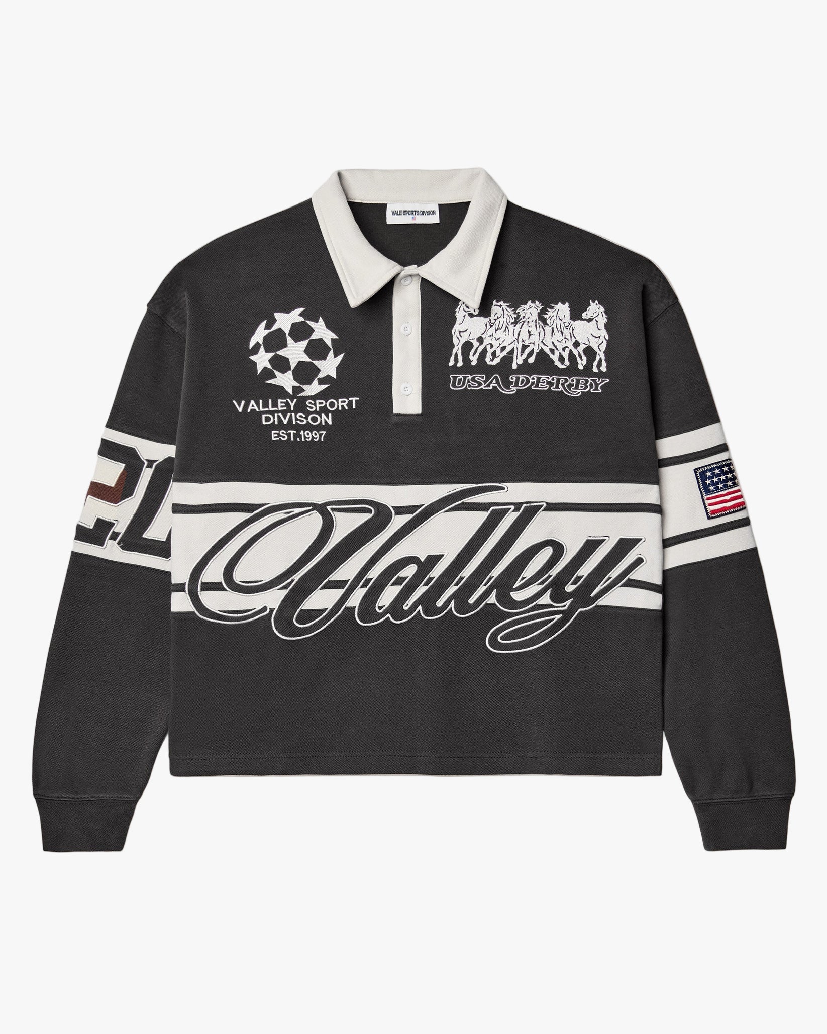 Vale Forever Black Derby Long Sleeve Polo