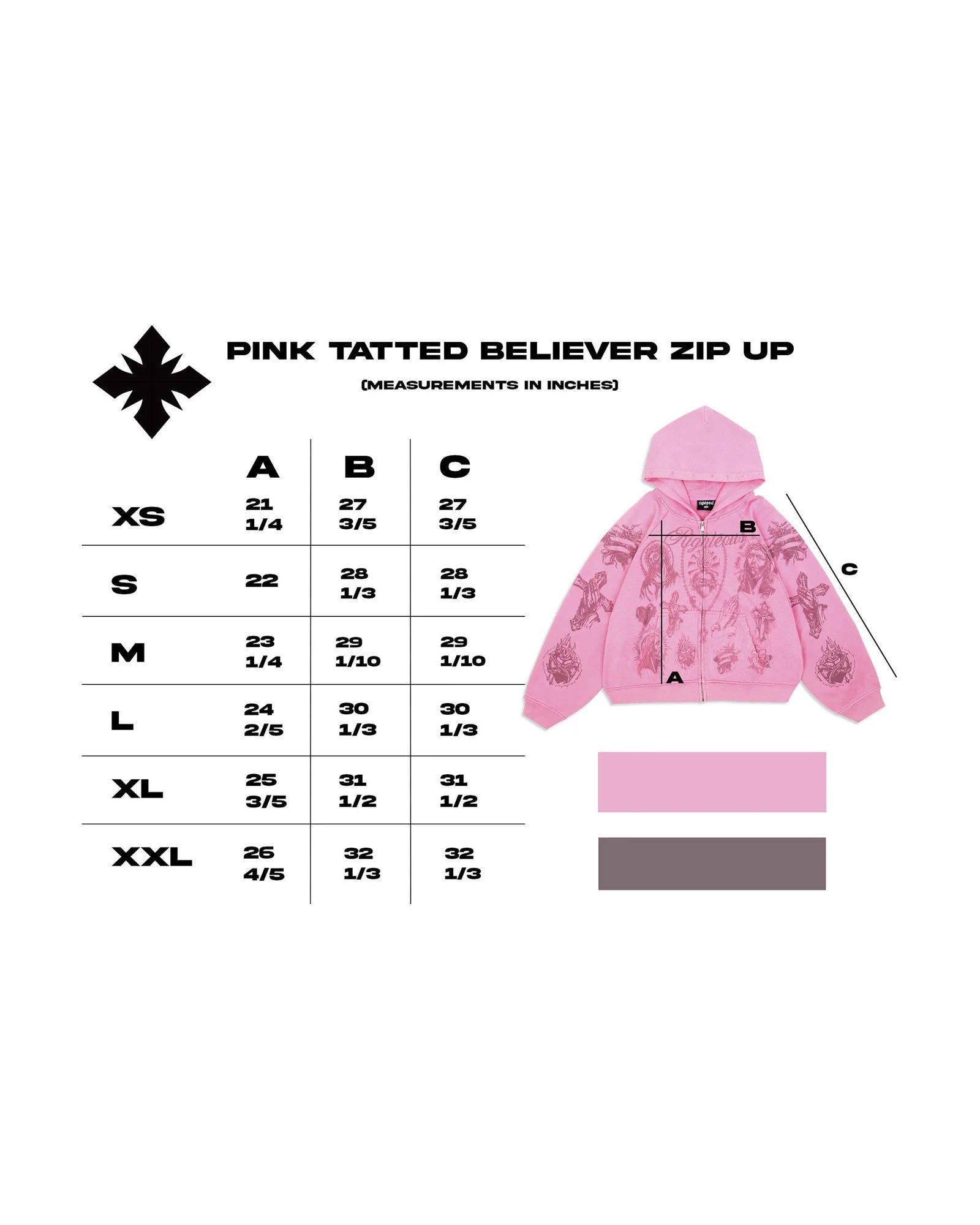 We Are Righteous Tatted Believer Pink Zip Up