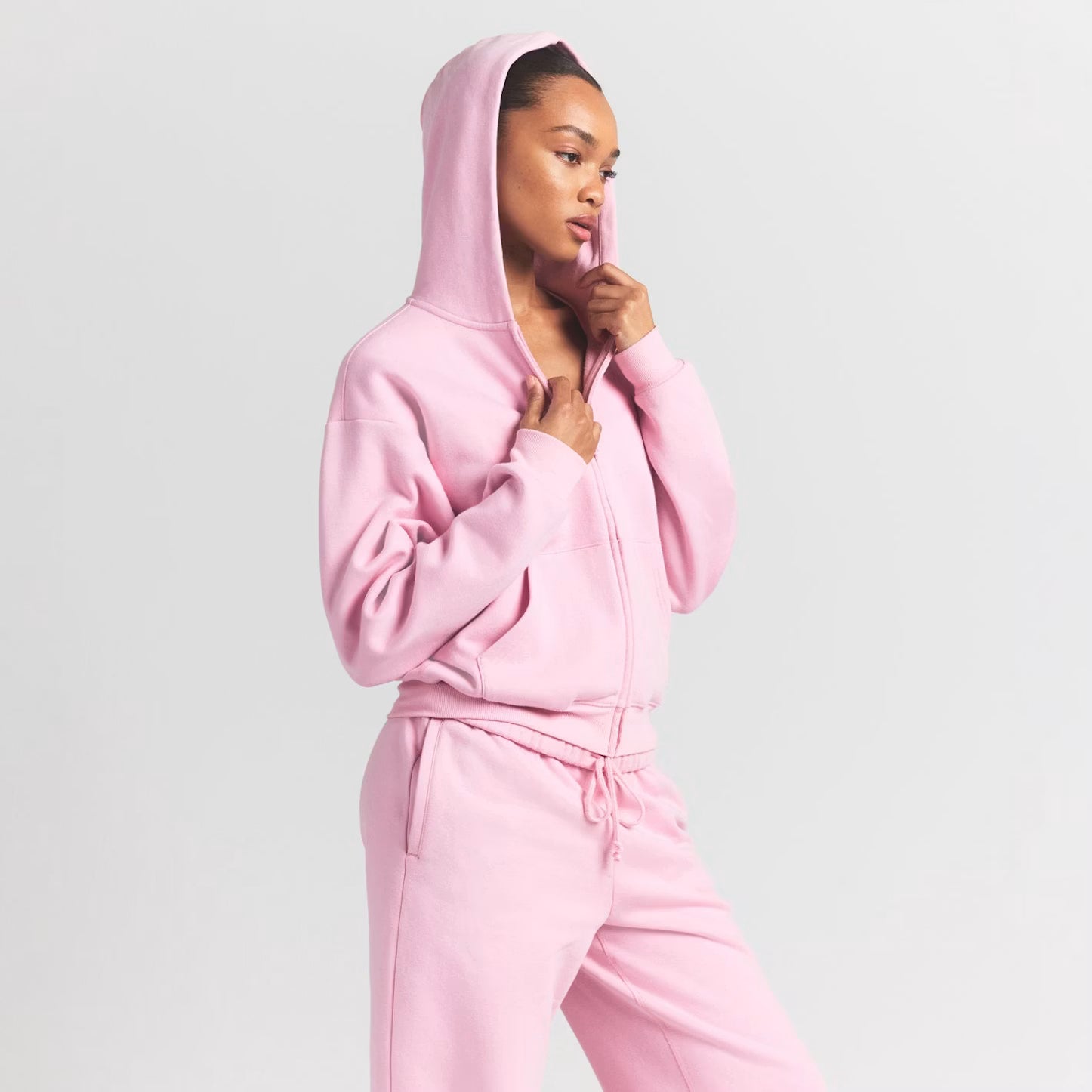 SKIMS Cotton Fleece ZIp Up Halite
