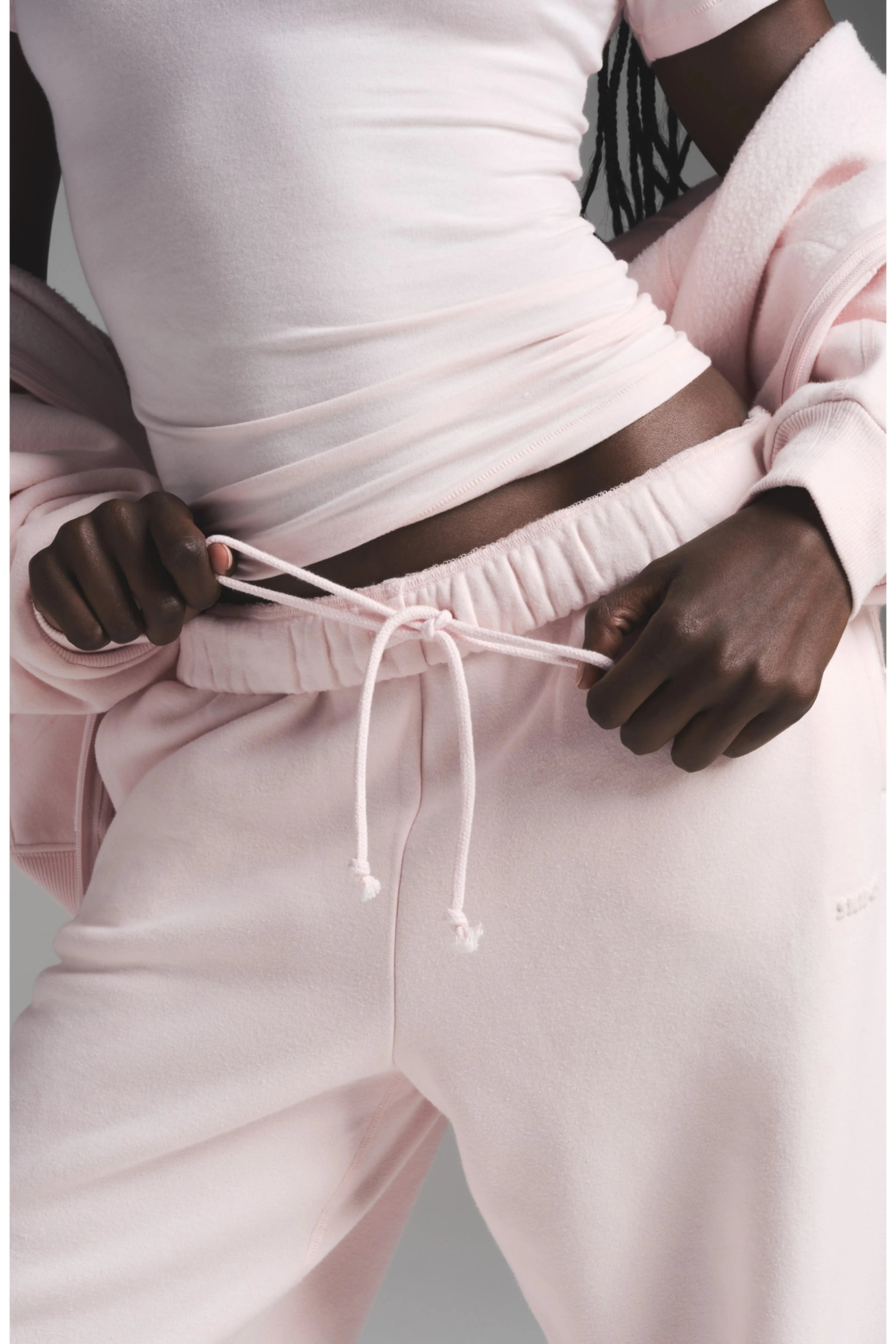 SKIMS Cotton Fleece Classic Straight Leg Pant Barely Pink
