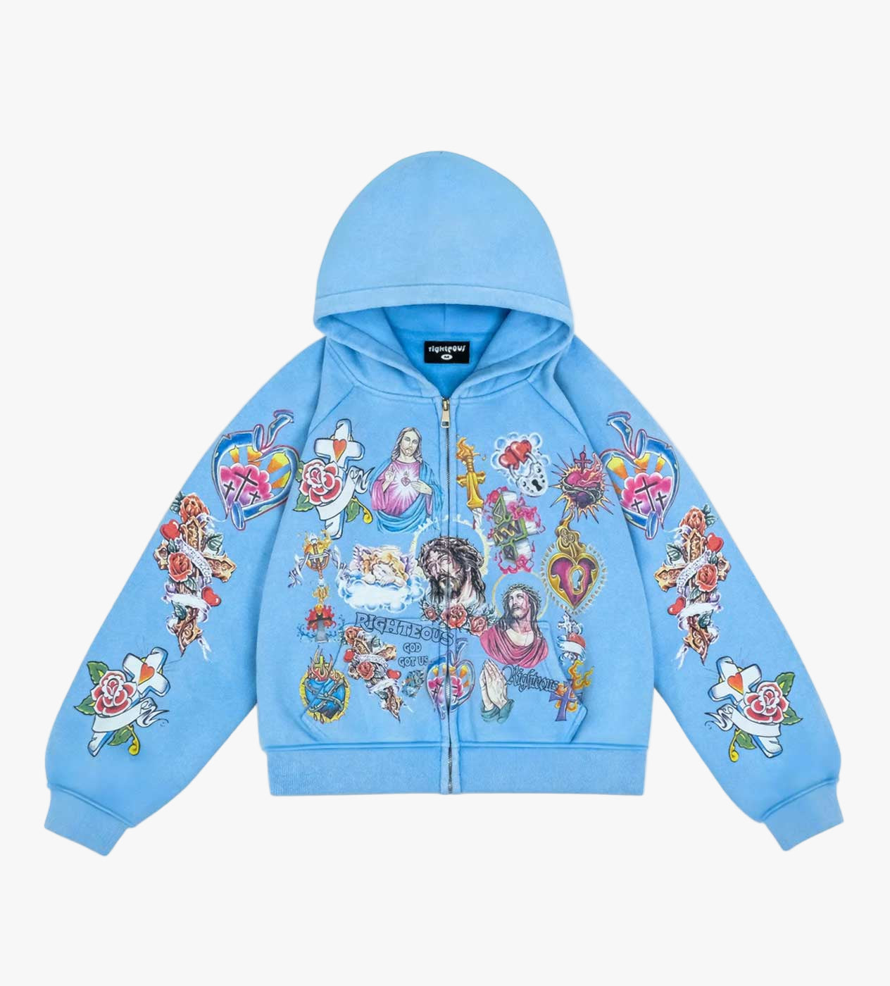 We Are Righteous Risen King Grey Blue Zip Up