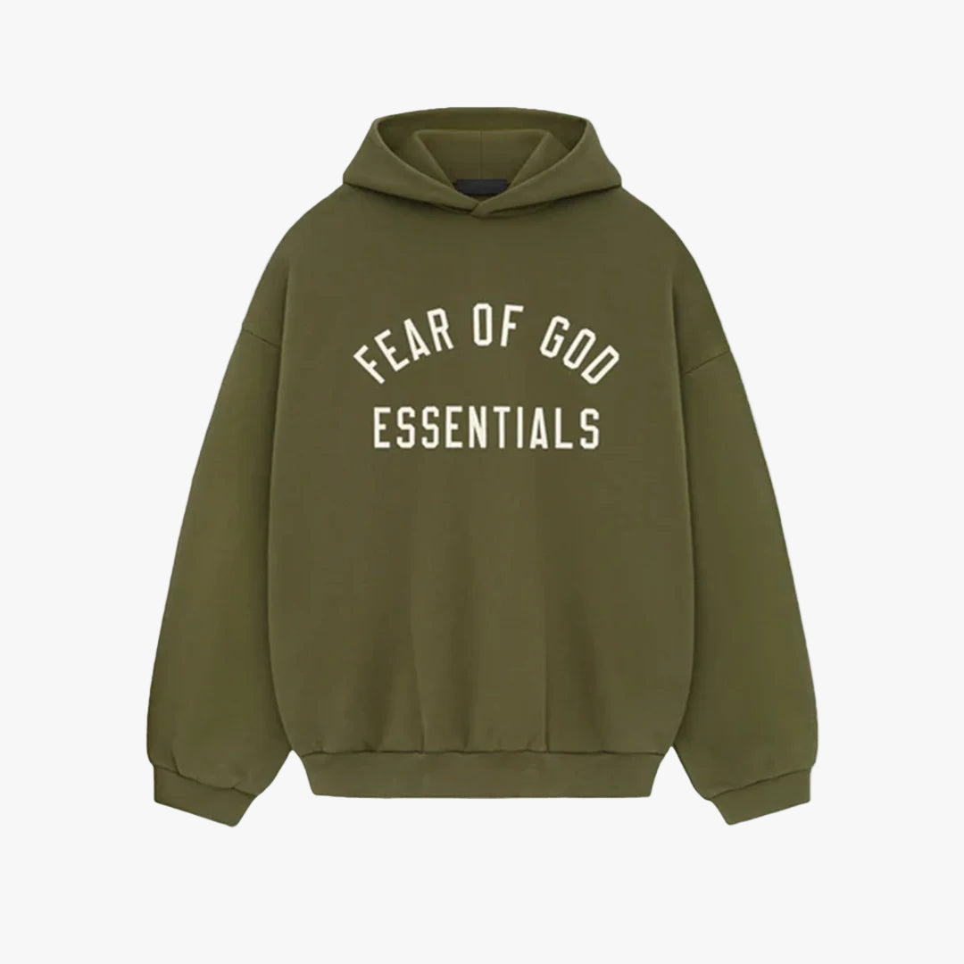 Essentials Fear Of God Fleece Hoodie Military