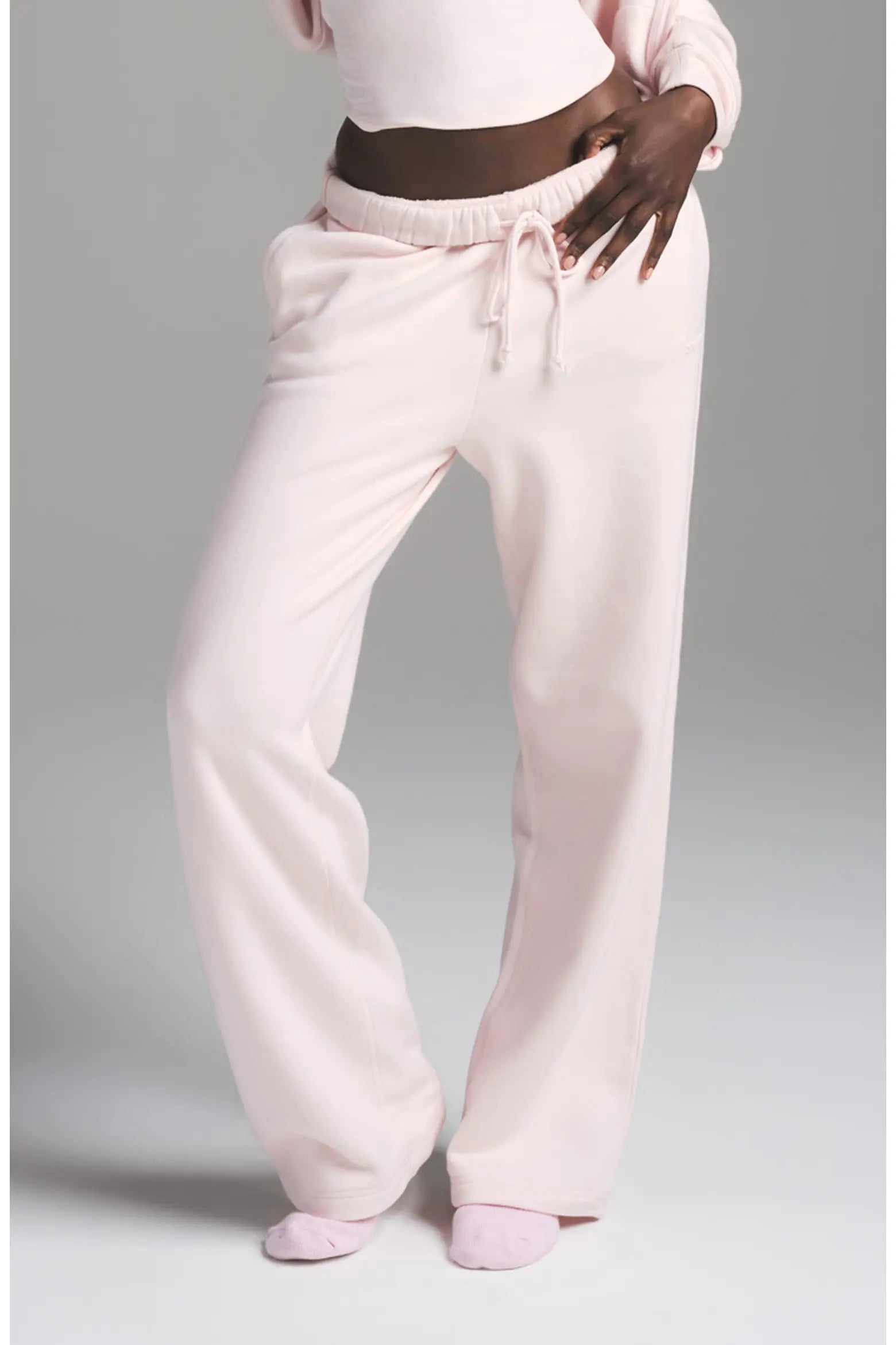 SKIMS Cotton Fleece Classic Straight Leg Pant Barely Pink